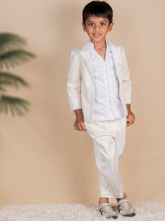 Boys Embroidered Three-Piece Party Suits