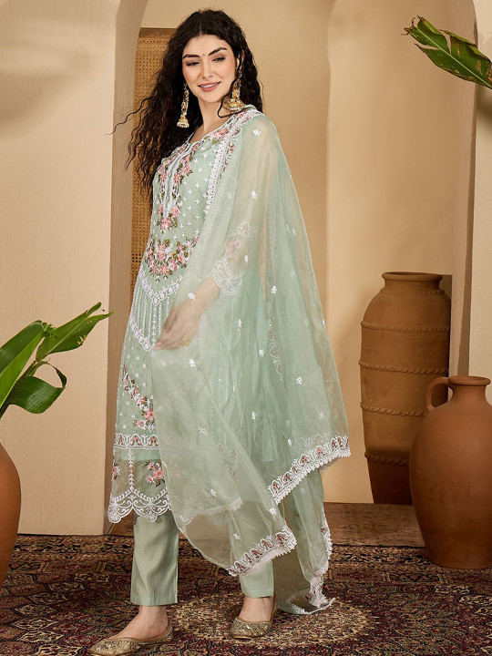 EmbroidEmbroidered Kurta With Trousers & Embroidered  2499ered Kurta With Trousers & Embroidered