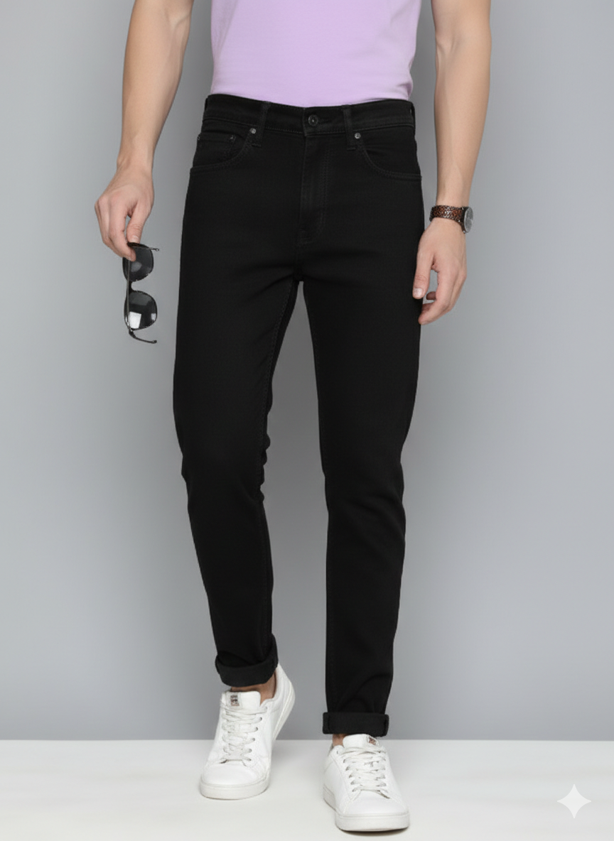Men  Slim Tapered Fit Low-Rise Stretchable