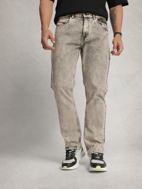 Men Anti Fit Heavy Fade Stretchable