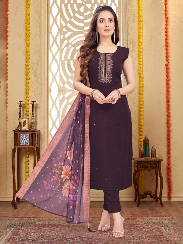 Naina Office Wear Suit  WINE