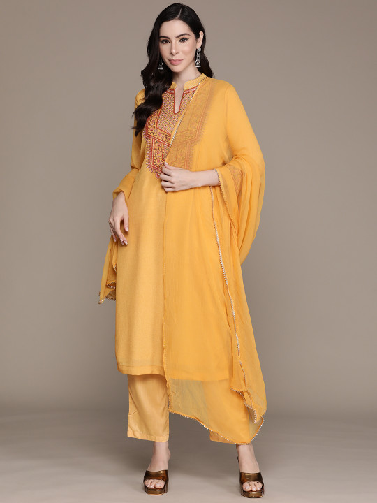 Printed Sequinned Kurta with Trousers & With