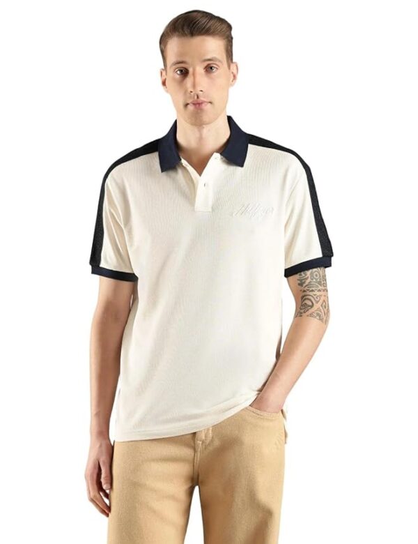 Solid Relaxed Fit Cotton Polo T-Shirt
