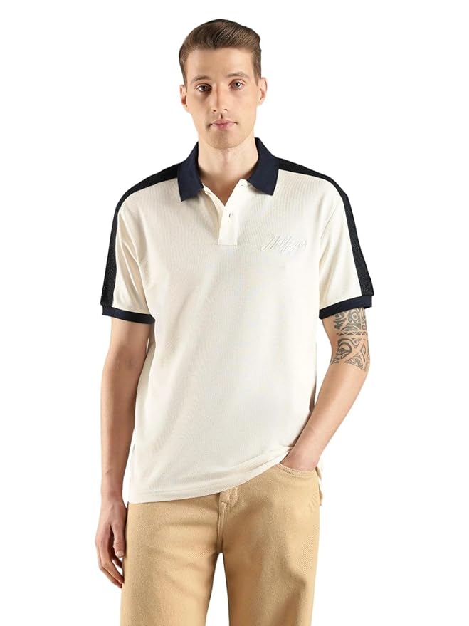 Solid Relaxed Fit Cotton Polo T-Shirt