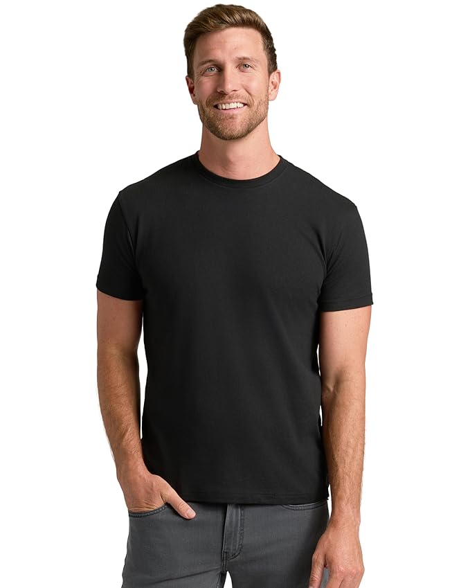 True Classic Men's Cotton Blend Round Neck T-Shirt, Half Sleeve, Black